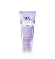 A lavender purple squeeze tube of PRAI beauty Ageless Throat & Decolletage Serum with a clear cap, centered on a white background.